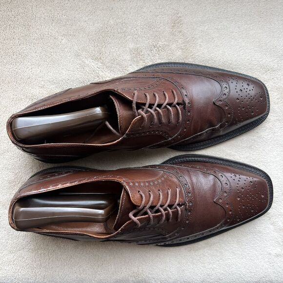 Mezlan Brown Leather Wingtip Dress Oxford Shoes Men\'s 9.5 Work Business Designer